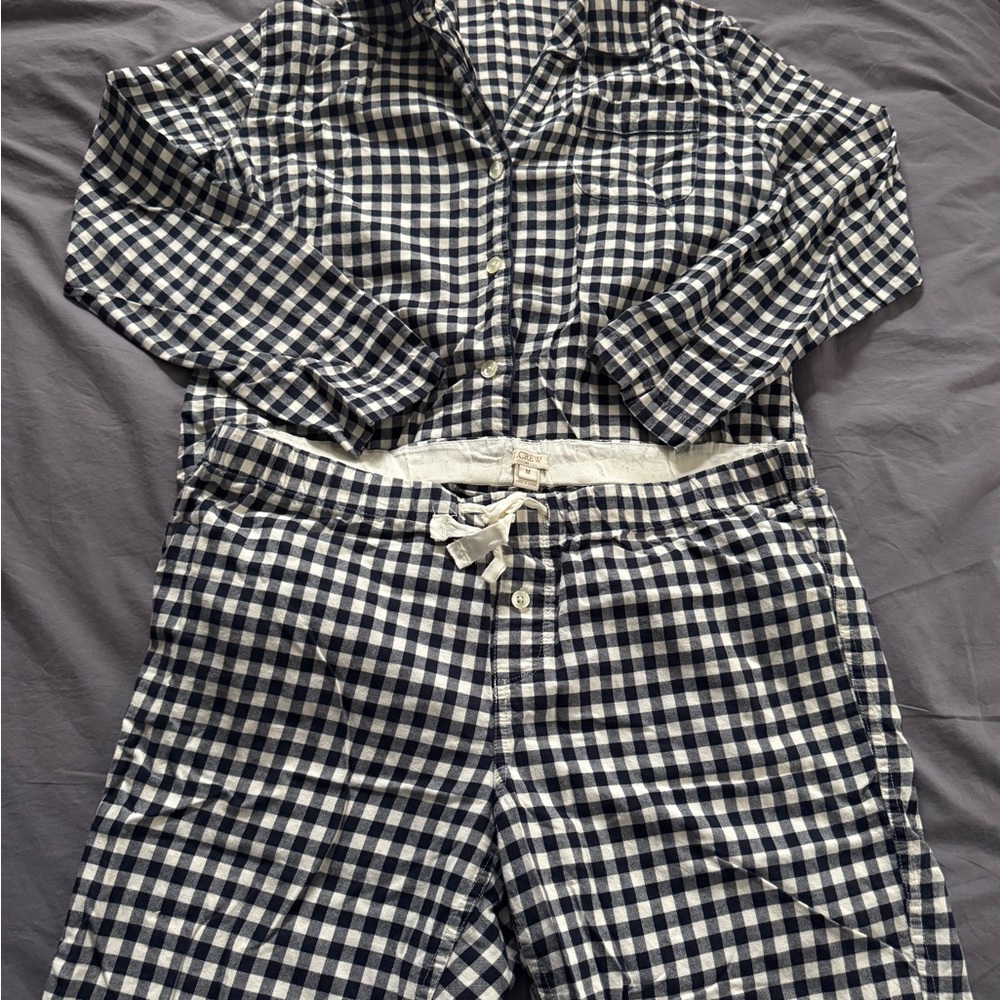 J. Crew Navy & White Gingham Pajamas